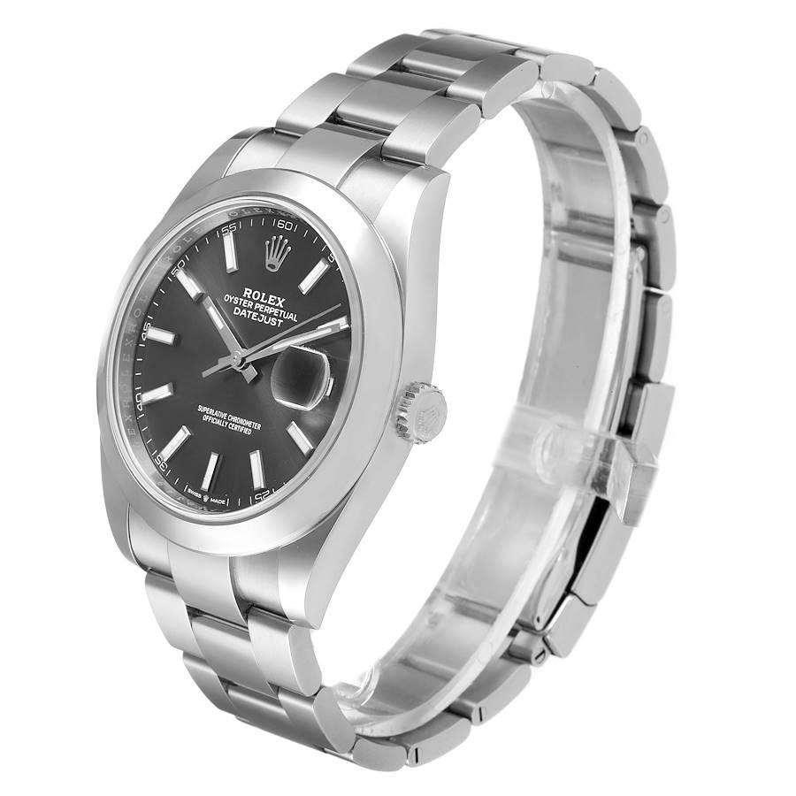 Men's Rolex Datejust 41 Grey Dial Domed Bezel Steel Mens Watch 126300 Box Card For Sale