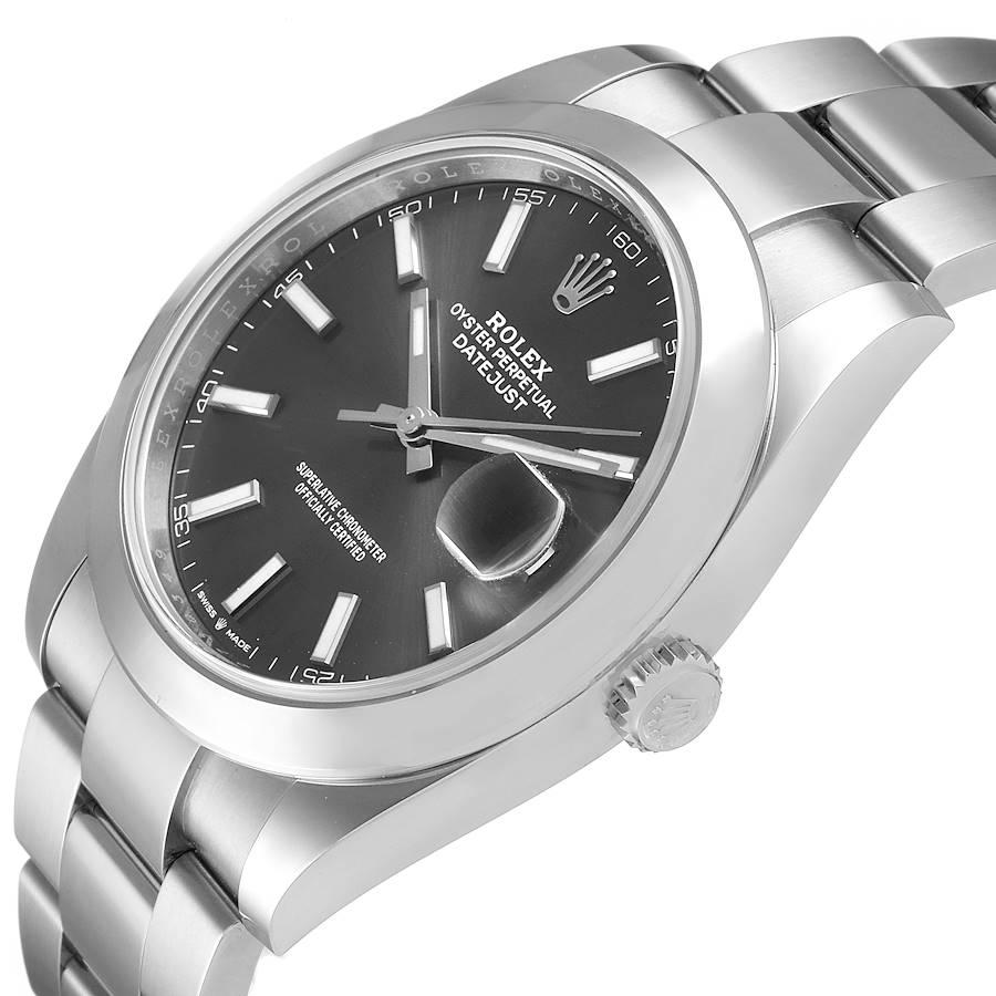 Rolex Datejust 41 Grey Dial Domed Bezel Steel Mens Watch 126300 Box Card For Sale 1
