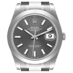 Rolex Datejust 41 Grey Dial Domed Bezel Steel Mens Watch 126300 Unworn