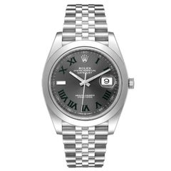Rolex Montre Datejust 41 en acier avec cadran gris et chiffres verts, pour hommes 126300, avec carte boîte
