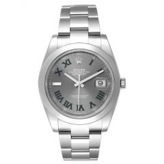 Rolex Datejust 41 Grey Dial Green Numerals Steel Men's Watch 126300 Unworn