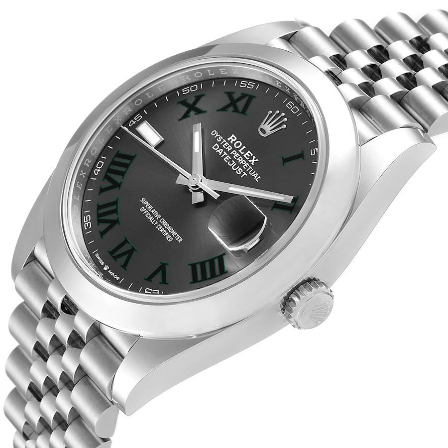 Rolex Datejust 41 Grey Dial Green Numerals Steel Mens Watch 126300 Unworn In Excellent Condition For Sale In Atlanta, GA