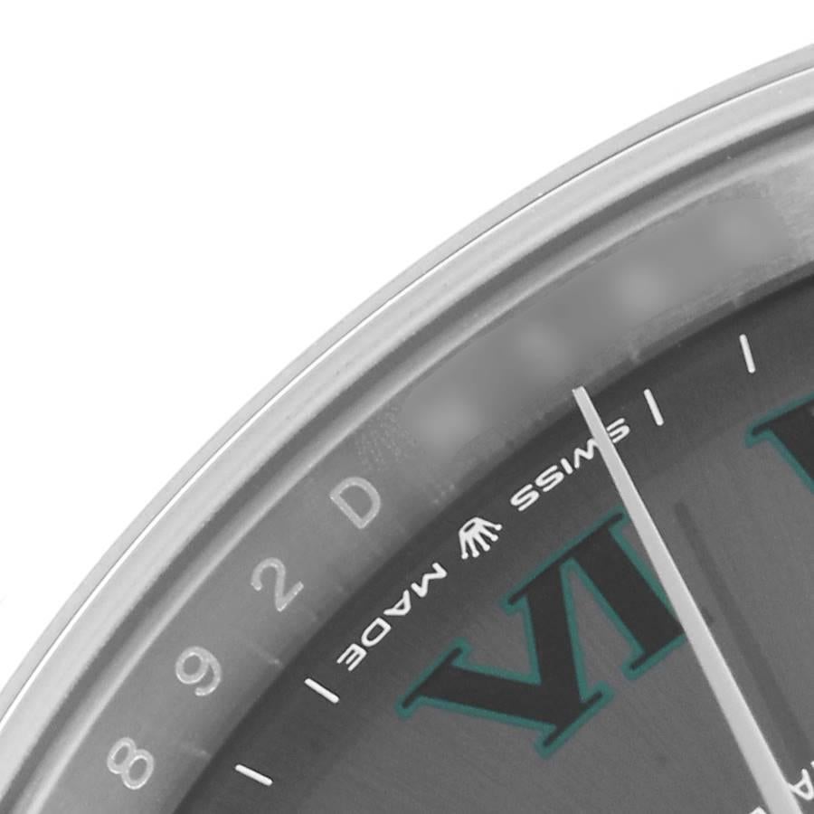 Men's Rolex Datejust 41 Grey Dial Green Numerals Steel Mens Watch 126300 Unworn For Sale