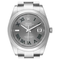 Rolex Datejust 41 Grey Dial Green Numerals Steel Men's Watch 126300 Unworn