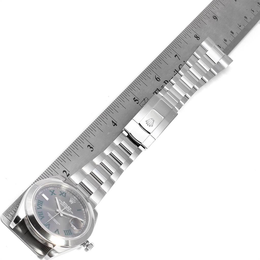 Rolex Datejust 41 Grey Dial Green Roman Numerals Steel Men’s Watch 126300 For Sale 3