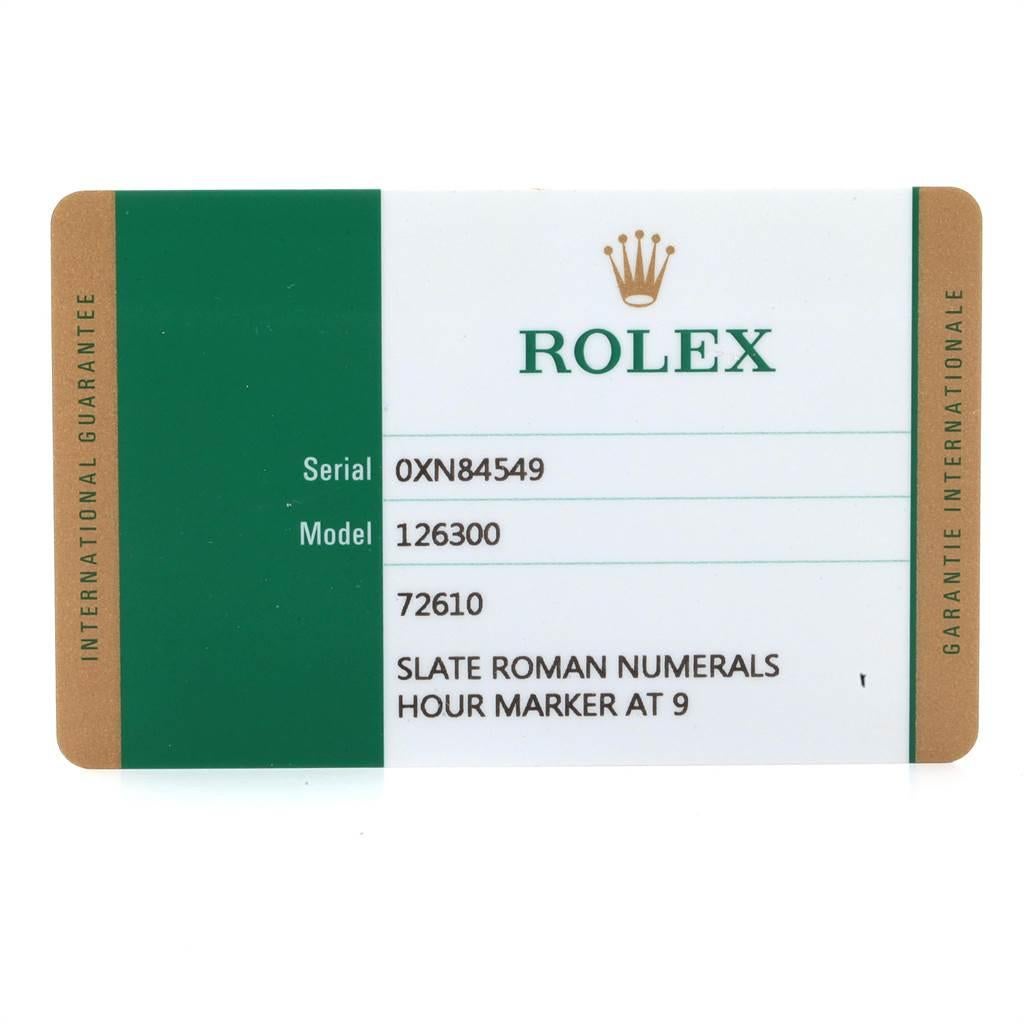Rolex Datejust 41 grau Zifferblatt grün römische Ziffern Stahl Herrenuhr 126300 im Angebot 5