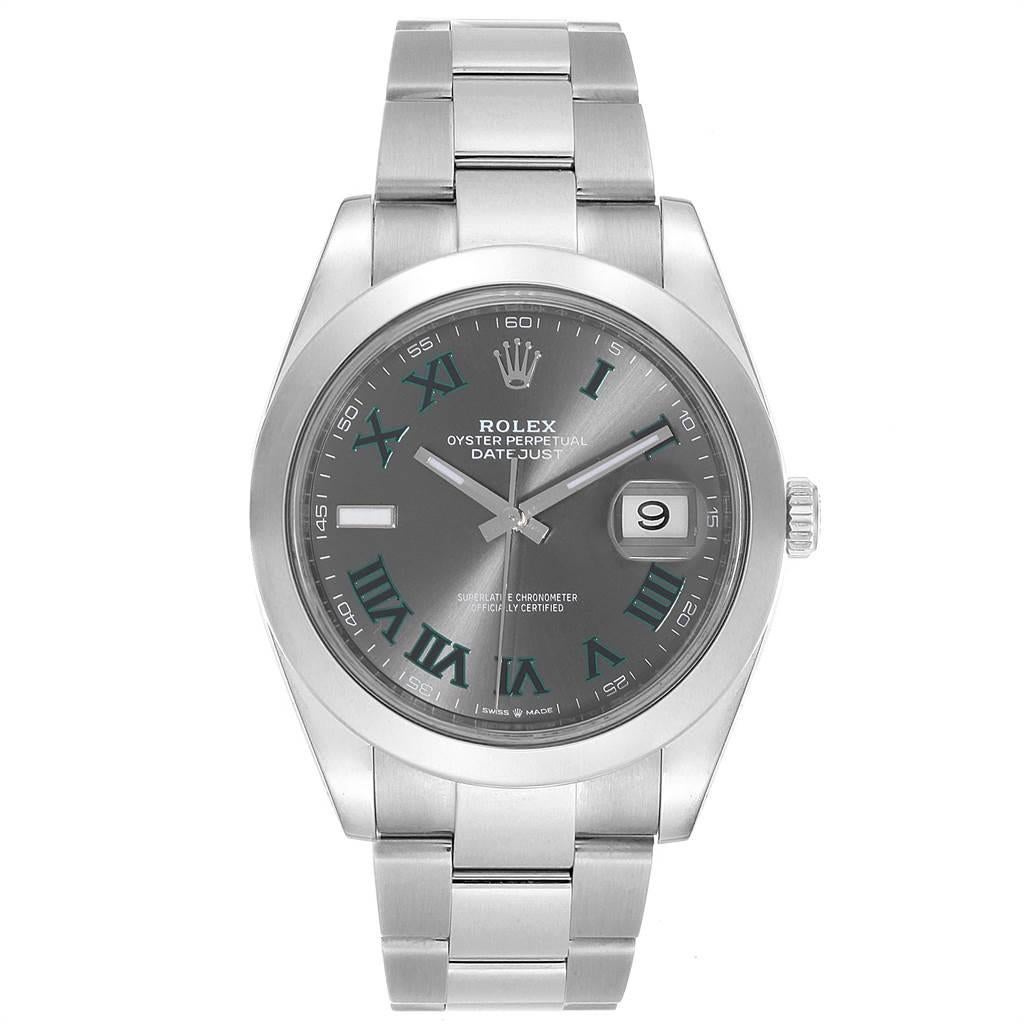 rolex datejust grey dial green numbers