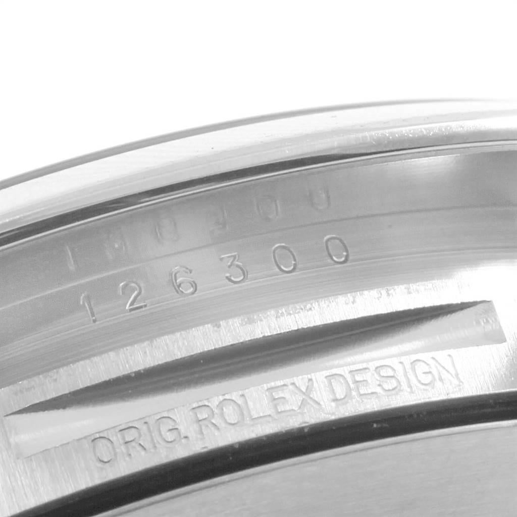 Rolex Datejust 41 Grey Dial Green Roman Numerals Steel Men’s Watch 126300 In Excellent Condition For Sale In Atlanta, GA