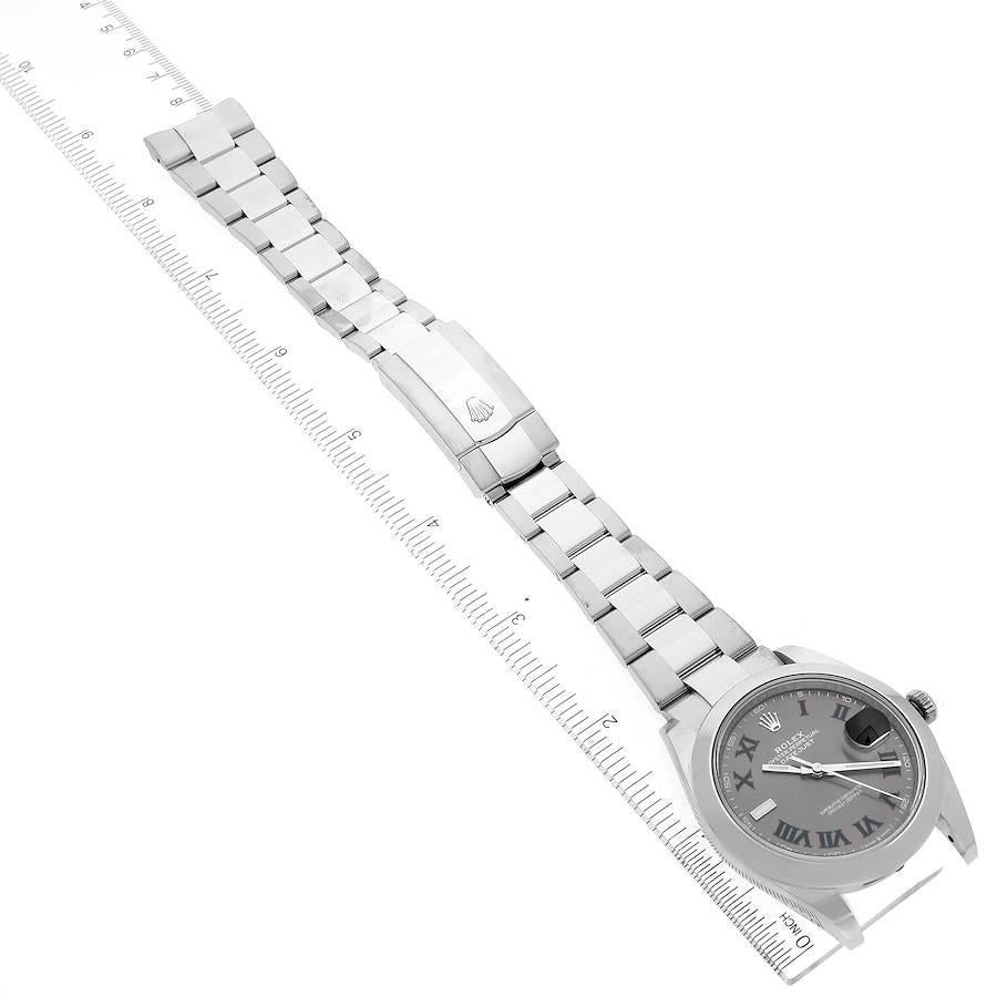 Rolex Datejust 41 Grau Grün Wimbledon Zifferblatt Stahl Herrenuhr 126300 Box Kartene im Angebot 7