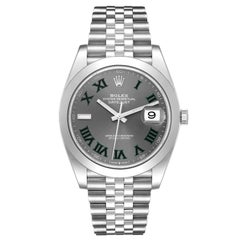 Rolex Datejust 41 Gris Verde Wimbledon Esfera Acero Reloj Caballero 126300 Caja Tarjeta