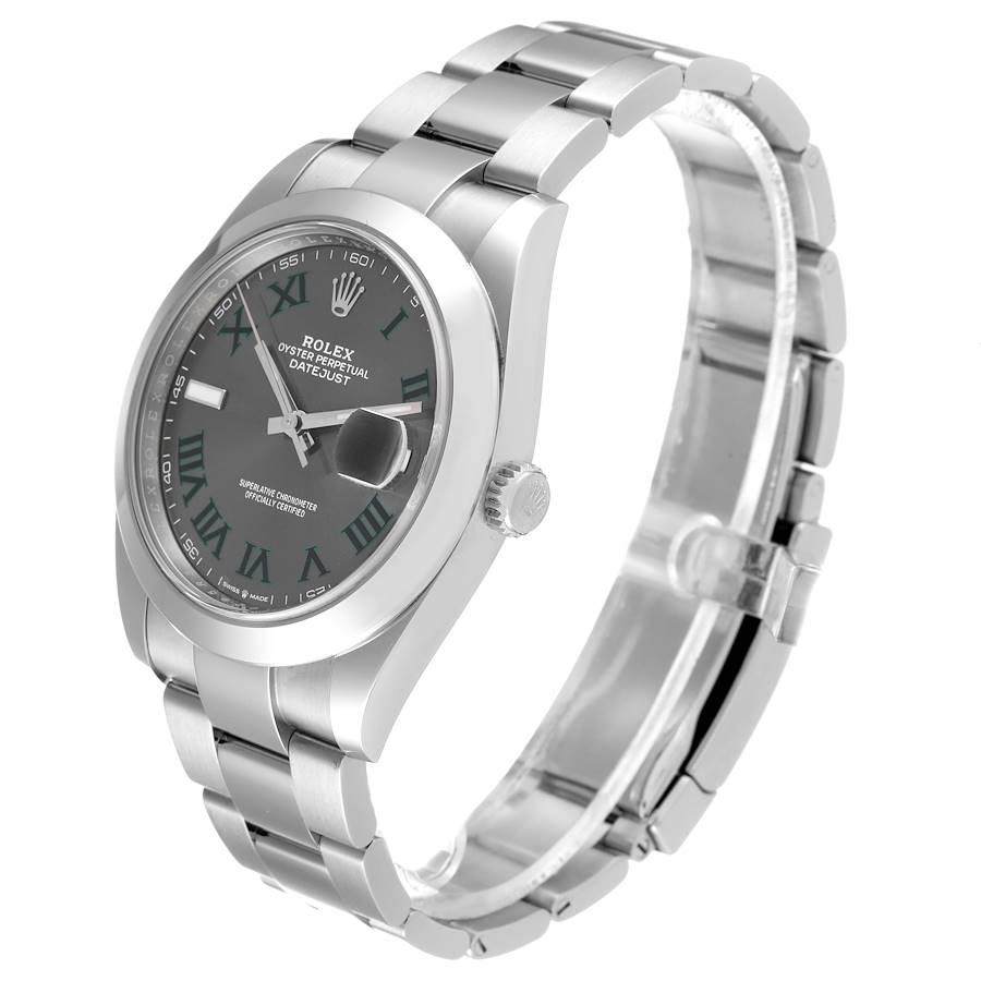 Rolex Datejust 41 Grau Grün Wimbledon Zifferblatt Stahl Herrenuhr 126300 Box Kartene im Angebot 1