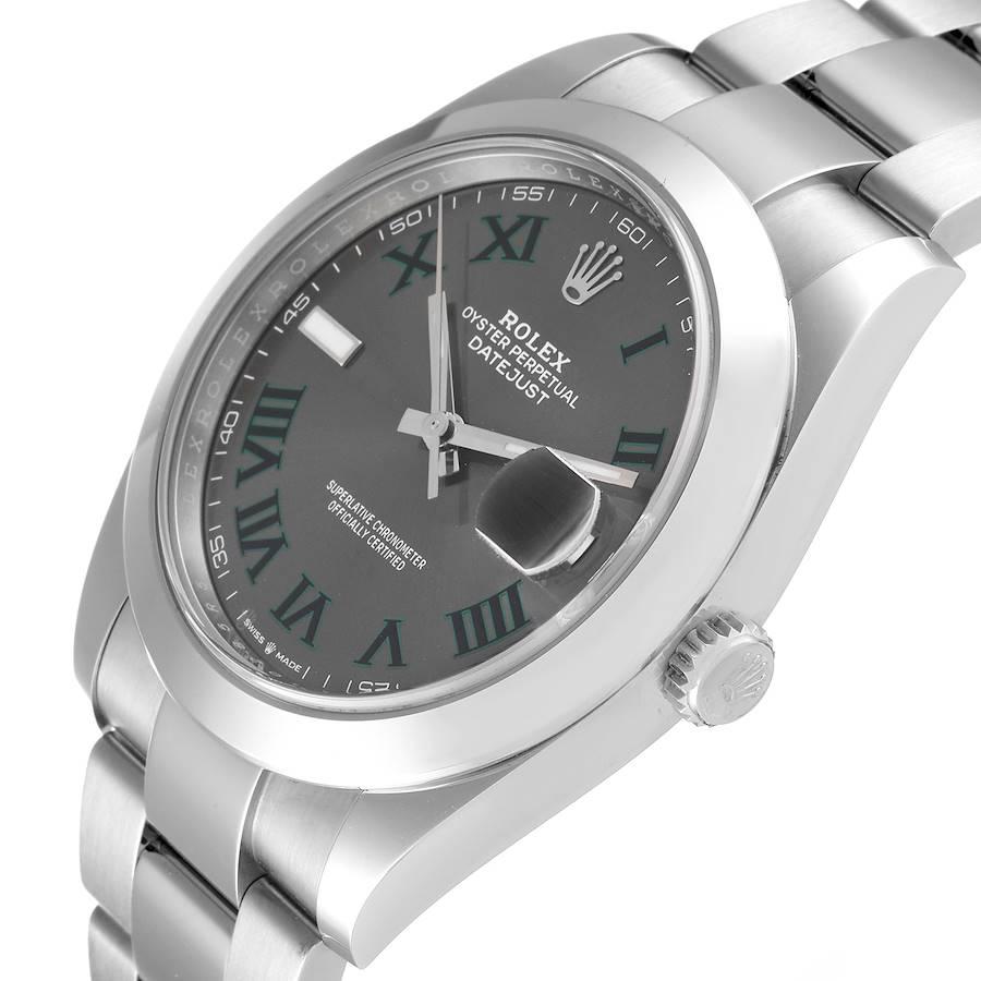 Rolex Datejust 41 Grau Grün Wimbledon Zifferblatt Stahl Herrenuhr 126300 Box Kartene im Angebot 2