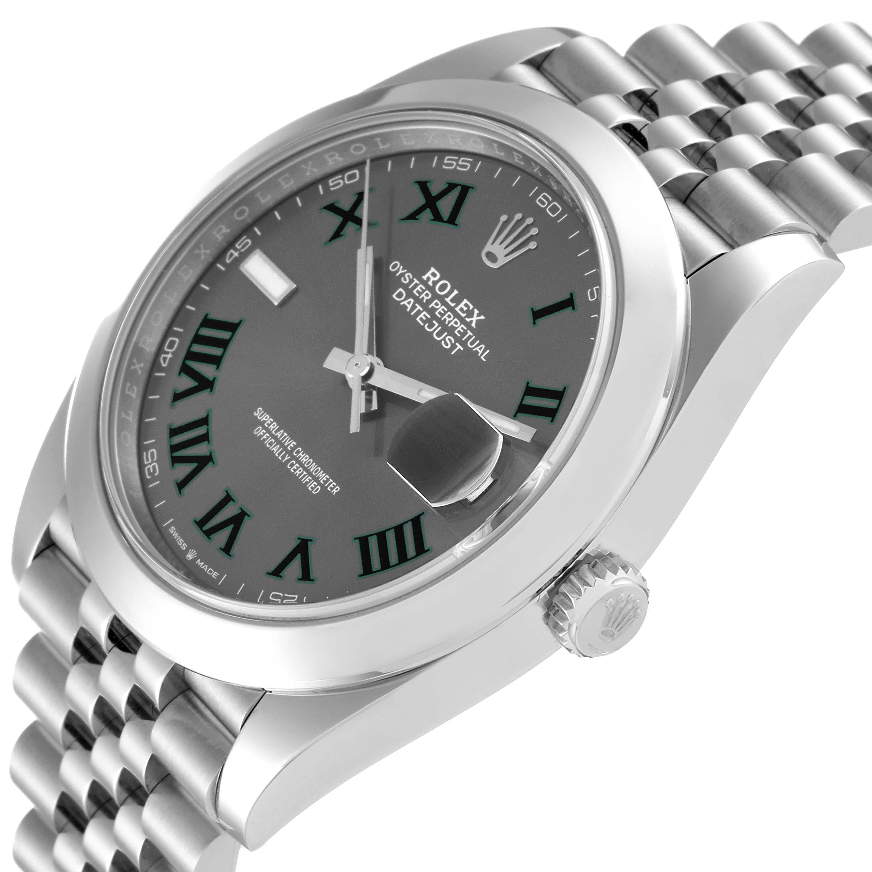 Rolex Datejust 41 Grey Green Wimbledon Dial Steel Mens Watch 126300 Box Card 1