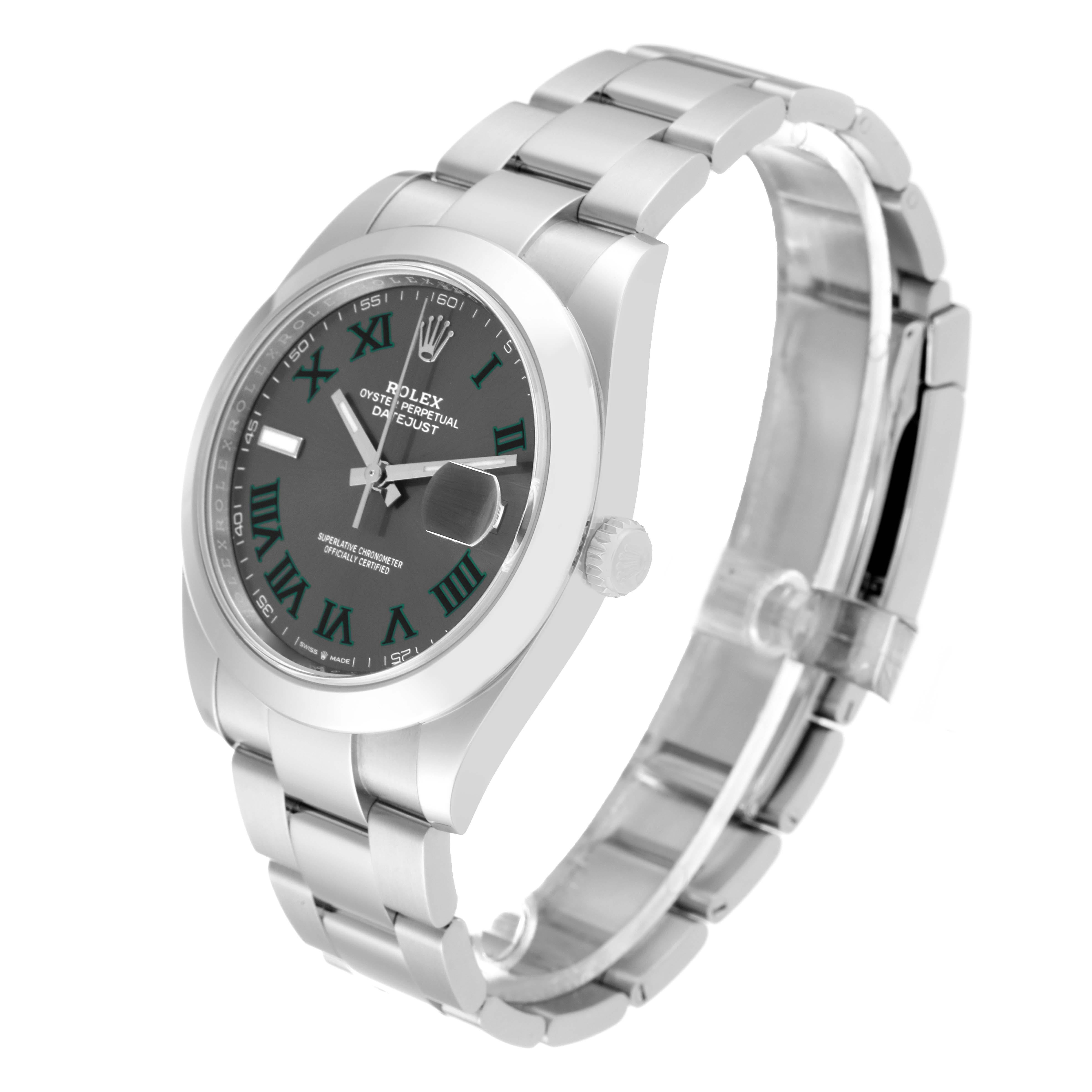 Rolex Datejust 41 Grey Green Wimbledon Dial Steel Mens Watch 126300 Box Card 1