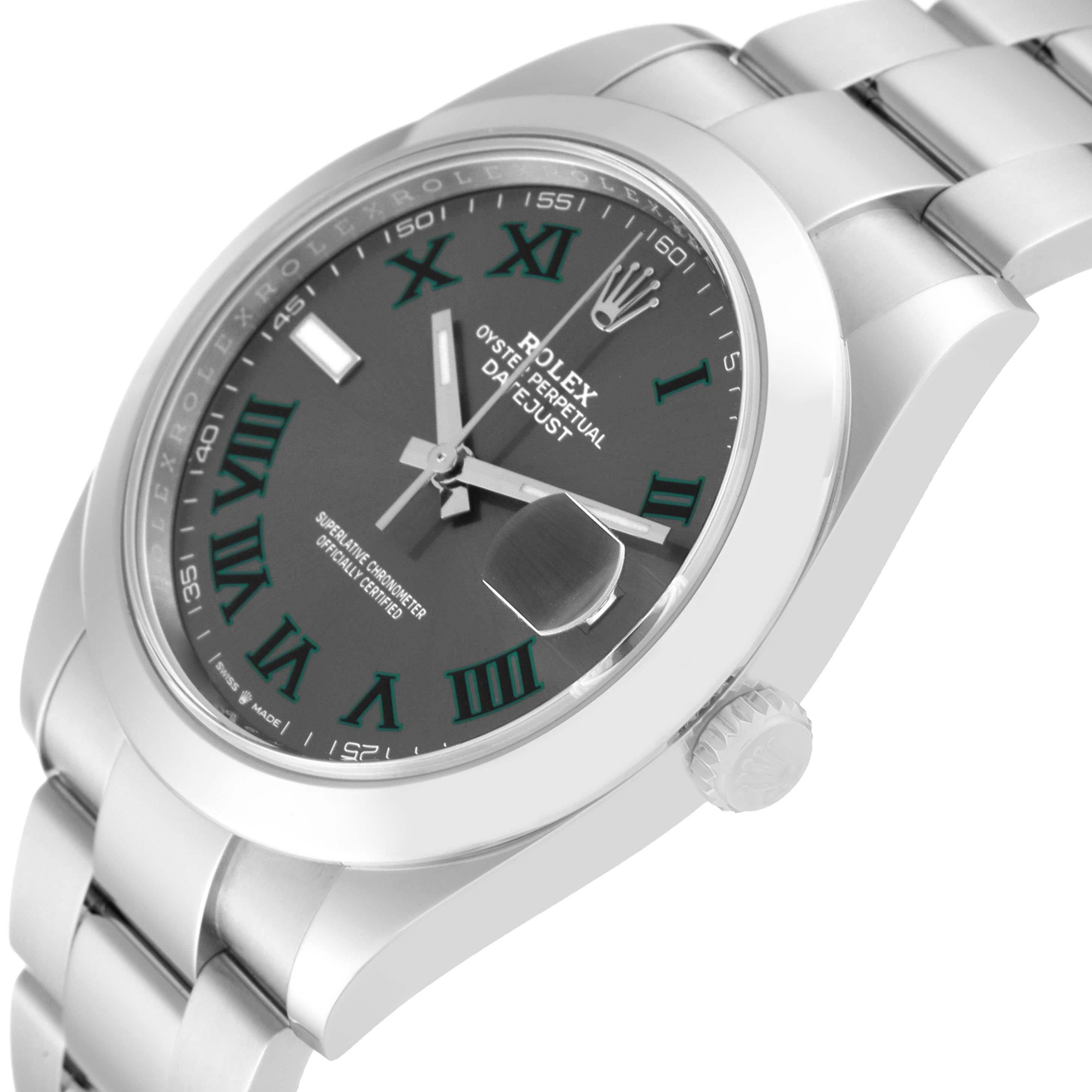 Rolex Datejust 41 Grey Green Wimbledon Dial Steel Mens Watch 126300 Box Card 2