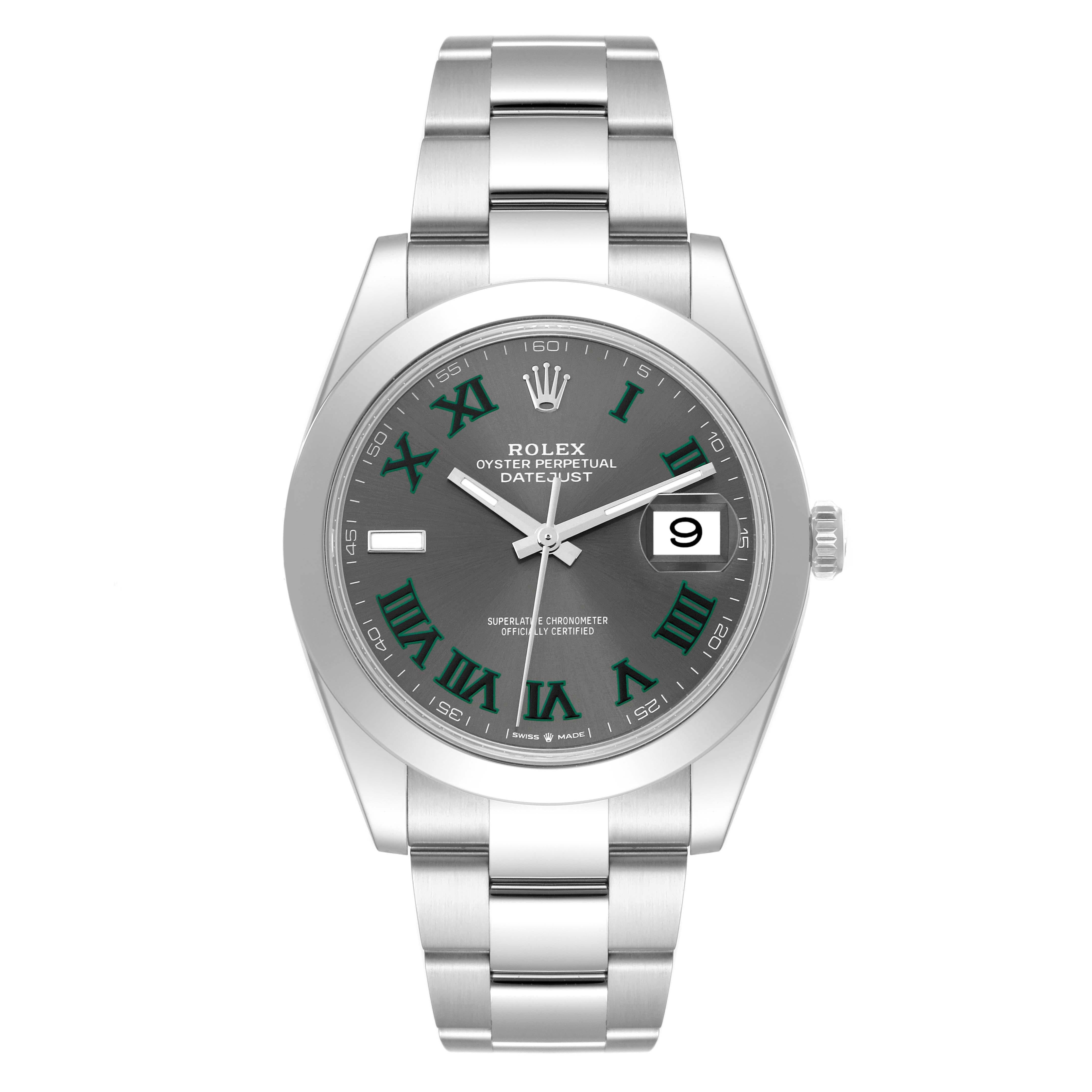 Rolex Datejust 41 Grey Green Wimbledon Dial Steel Mens Watch 126300 Box Card 4