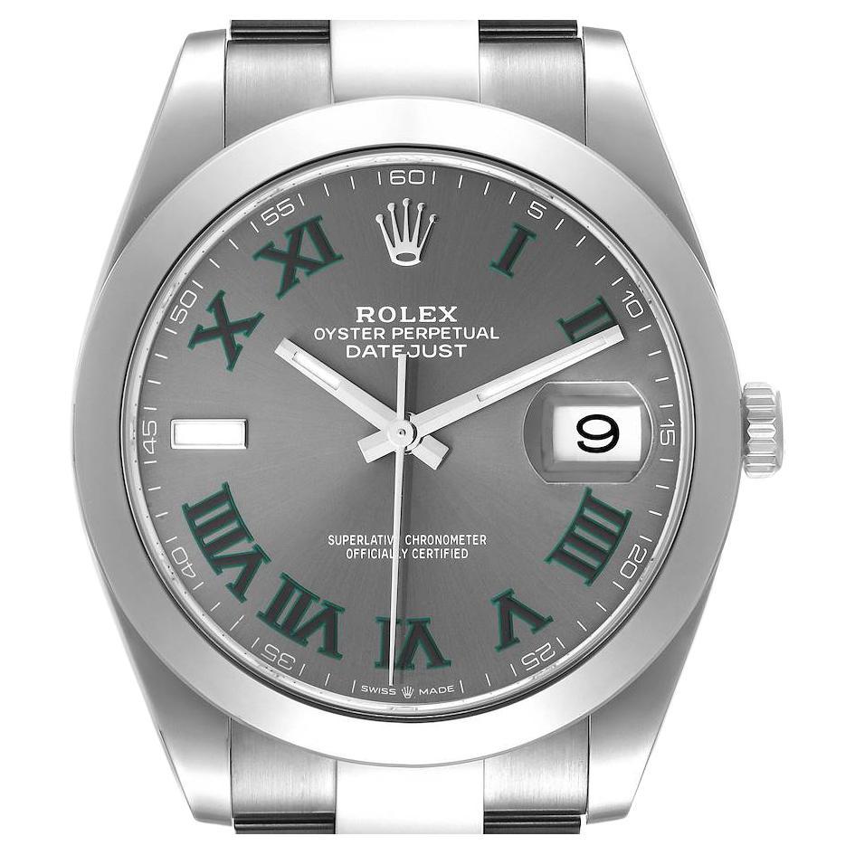 Rolex Montre Datejust 41 vert ardoise avec cadran en acier pour hommes 126300, non portée En