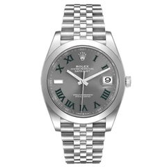 Rolex Datejust 41 Grey Green Wimbledon Dial Steel Mens Watch 126300 Unworn