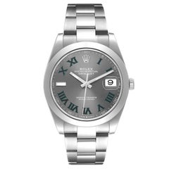 Rolex Datejust 41 Grey Green Wimbledon Dial Steel Mens Watch 126300 Unworn