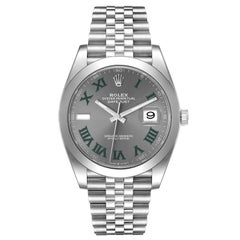 Rolex Datejust 41 Grey Green Wimbledon Dial Steel Mens Watch 126300 Unworn