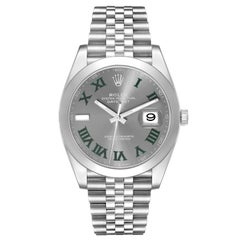 Rolex Datejust 41 Grey Green Wimbledon Dial Steel Mens Watch 126300 Unworn