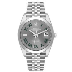 Rolex Datejust 41 Grey Green Wimbledon Dial Steel Mens Watch 126300 Unworn