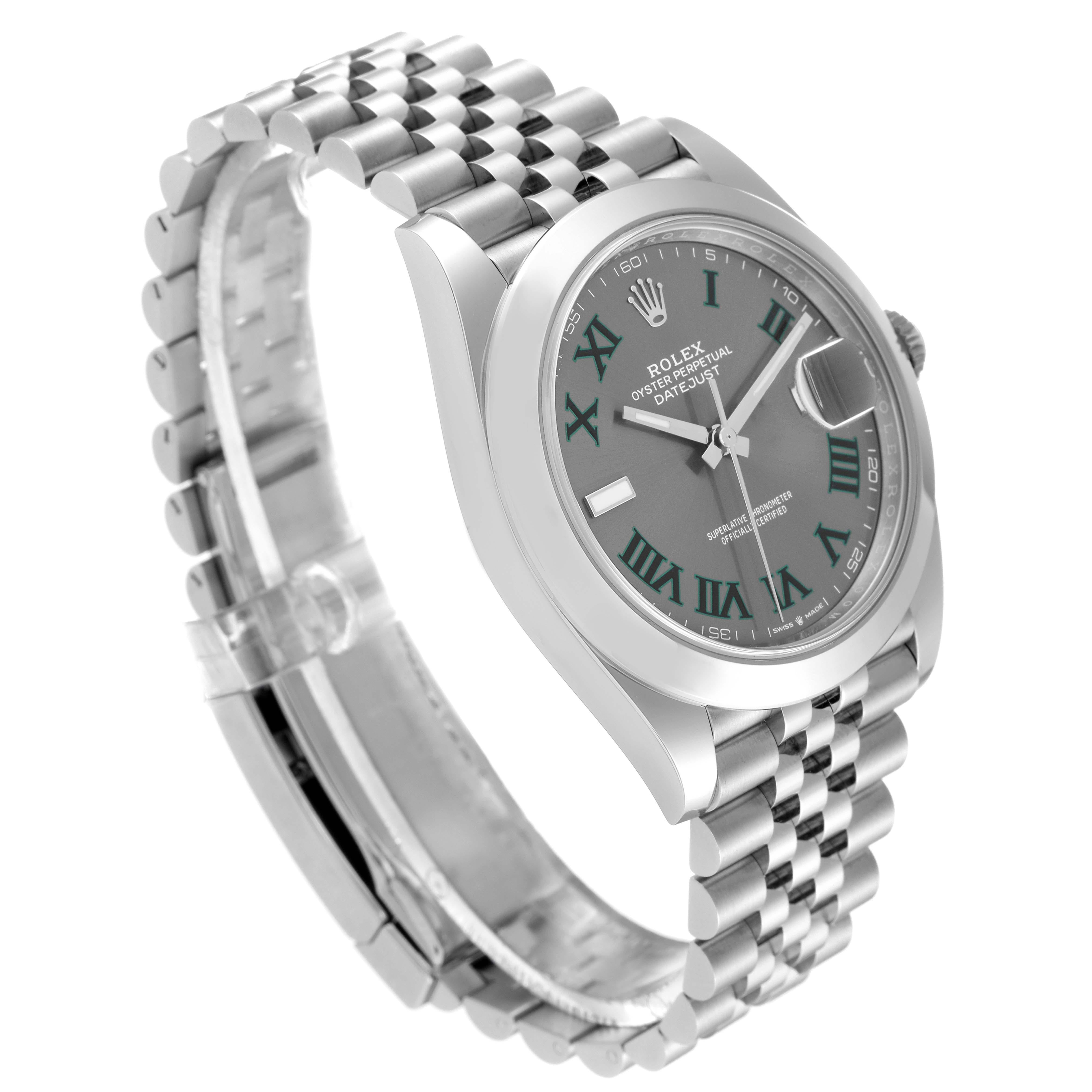 Rolex Datejust 41 Grey Green Wimbledon Dial Steel Mens Watch 126300 Unworn In Excellent Condition In Atlanta, GA