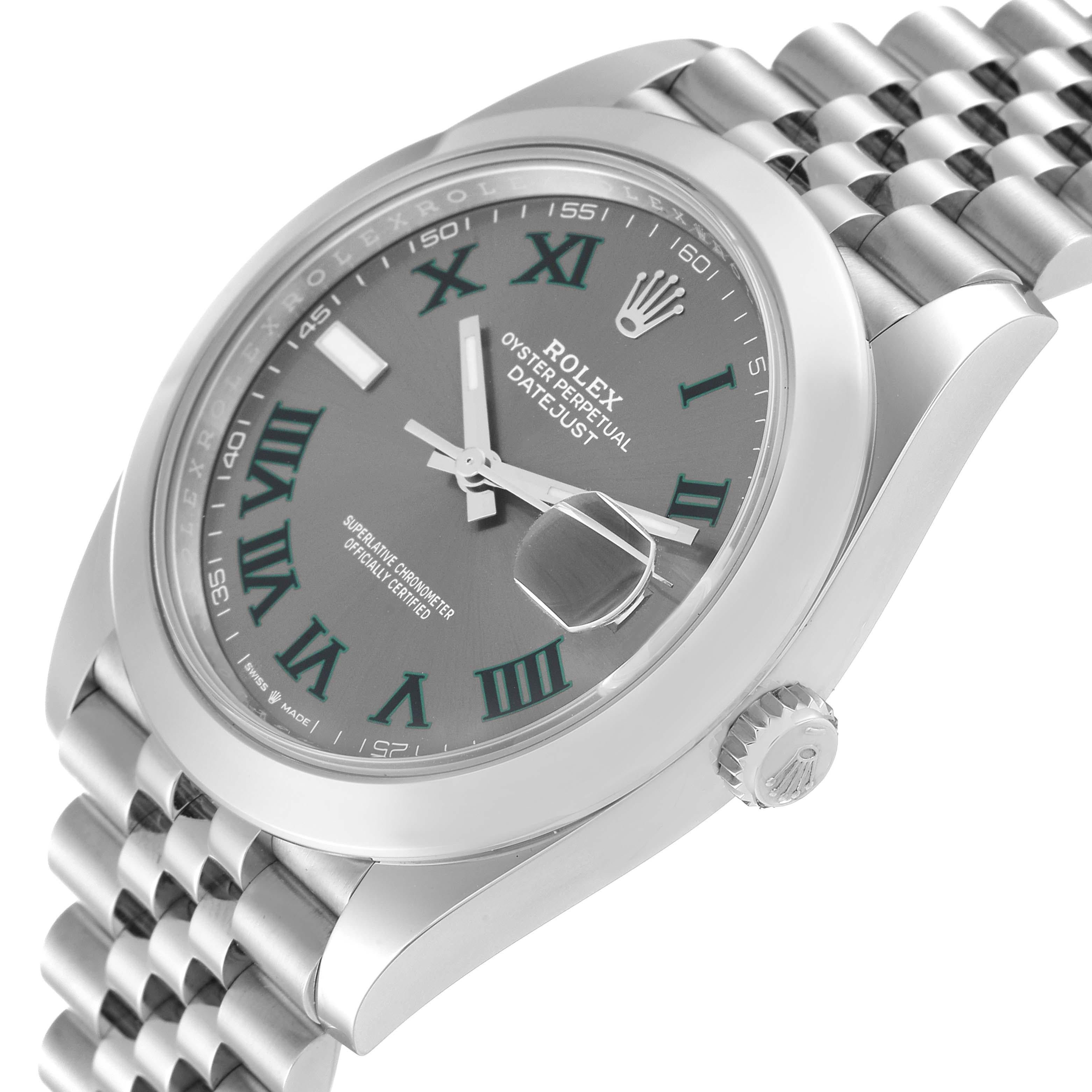 Rolex Datejust 41 Grey Green Wimbledon Dial Steel Mens Watch 126300 Unworn 1