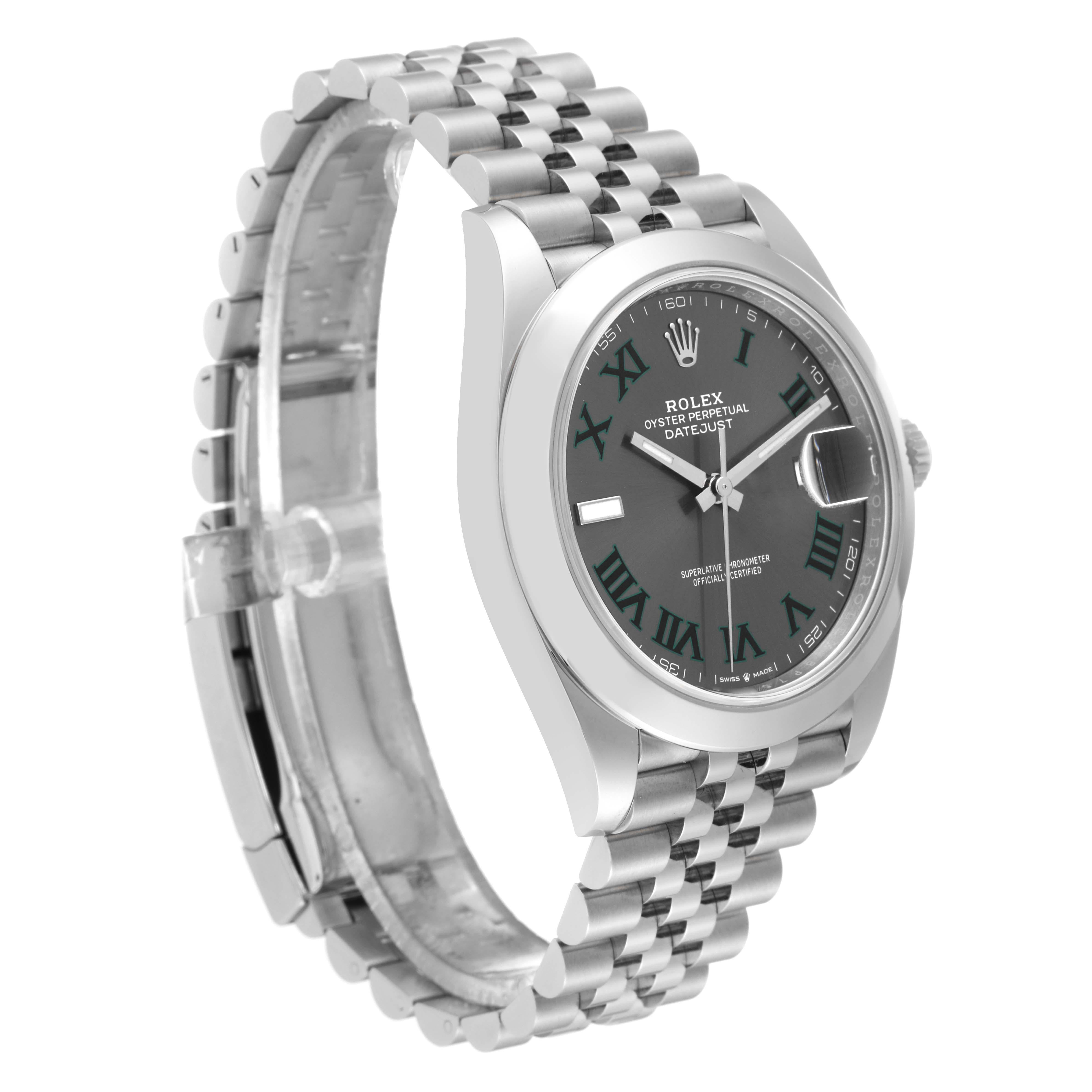 Rolex Datejust 41 Grey Green Wimbledon Dial Steel Mens Watch 126300 Unworn 4