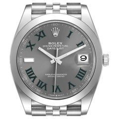 Rolex Datejust 41 Grey Green Wimbledon Dial Steel Mens Watch 126300 Unworn