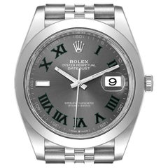Rolex Datejust 41 Grey Green Wimbledon Dial Steel Mens Watch 126300 Unworn