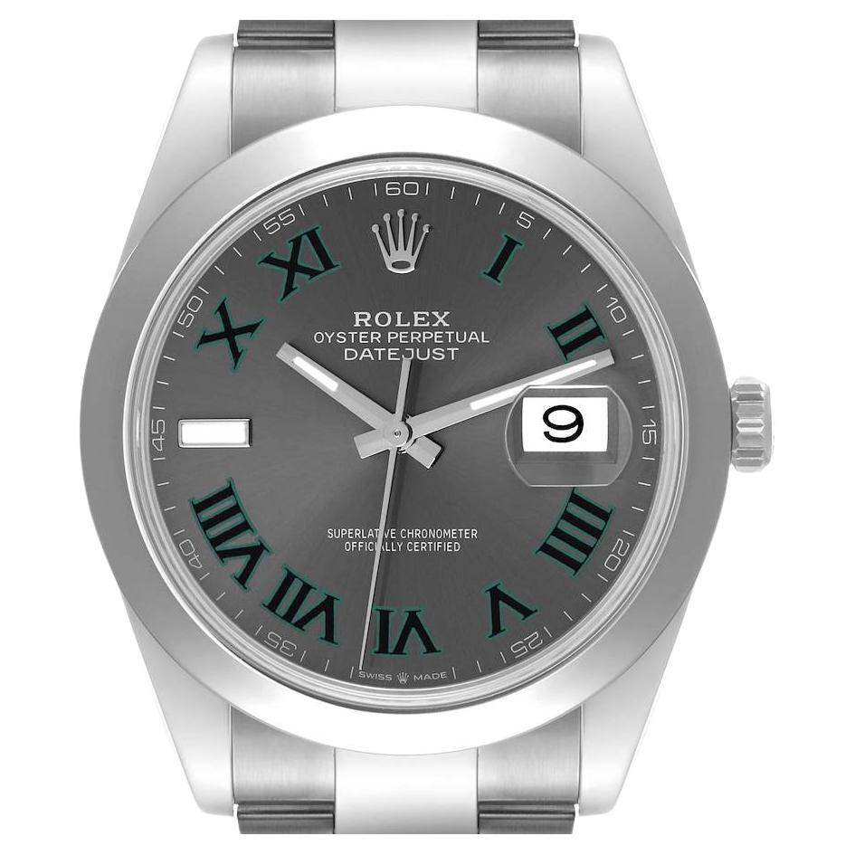 Rolex Datejust 41 Grey Wimbledon Dial Steel Mens Watch 126300 Box Card