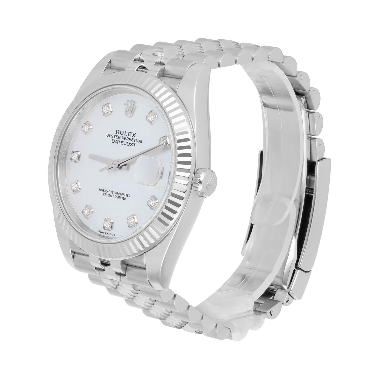 Rolex Datejust 41 Steel/18K White Gold White Mother of Pearl Dial Jubilee 126334 For Sale 1