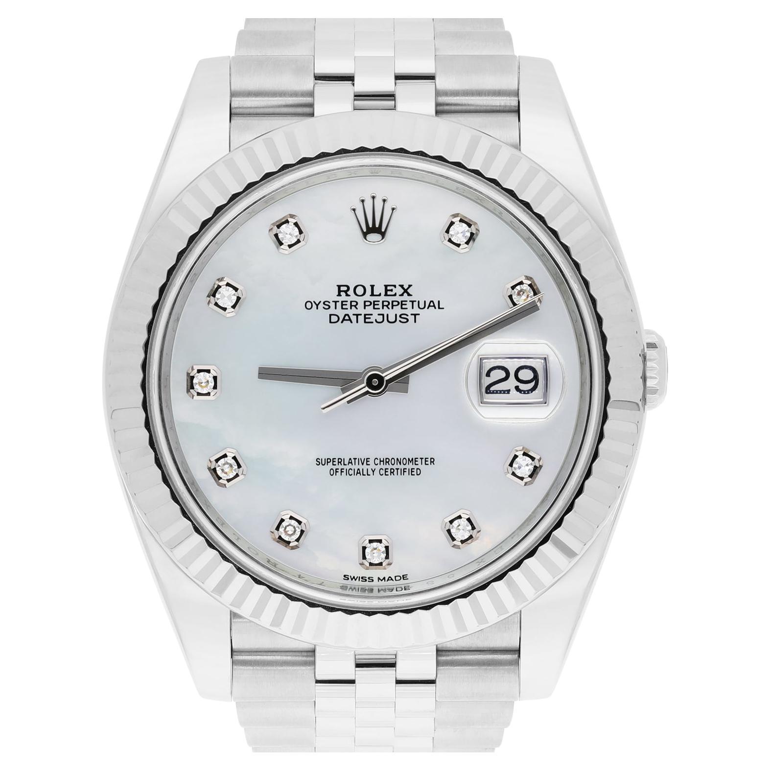Rolex Datejust 41 Steel/18K White Gold White Mother of Pearl Dial Jubilee 126334