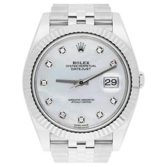 Used Rolex Datejust 41 Steel/18K White Gold White Mother of Pearl Dial Jubilee 126334