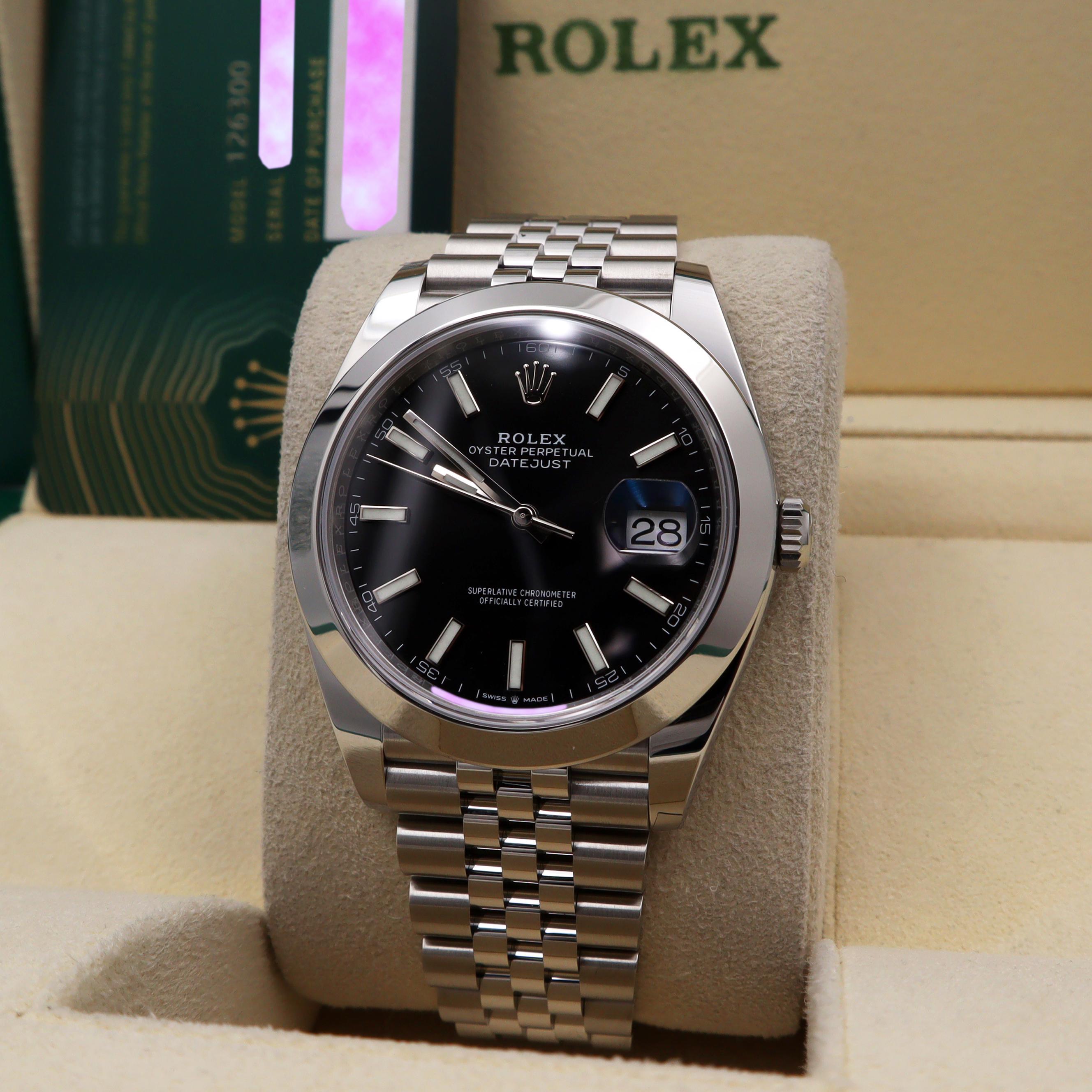 Rolex Datejust 41 Jubilee Acier inoxydable Cadran noir Montre homme automatique 126300 en vente 1