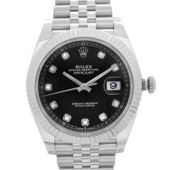 Rolex Datejust 41 Jubilee Steel Black Diamond Dial Automatic Mens Watch 126334