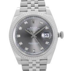 Rolex Datejust 41 Jubilee Steel Rhodium Diamond Dial Automatic Mens Watch 126334
