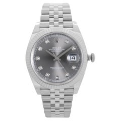 Used Rolex Datejust 41 Jubilee Steel Rhodium Diamond Dial Automatic Mens Watch 126334