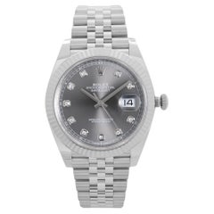 Rolex Montre Datejust 41 Jubilee avec cadran en acier rhodié et diamants pour hommes 126334