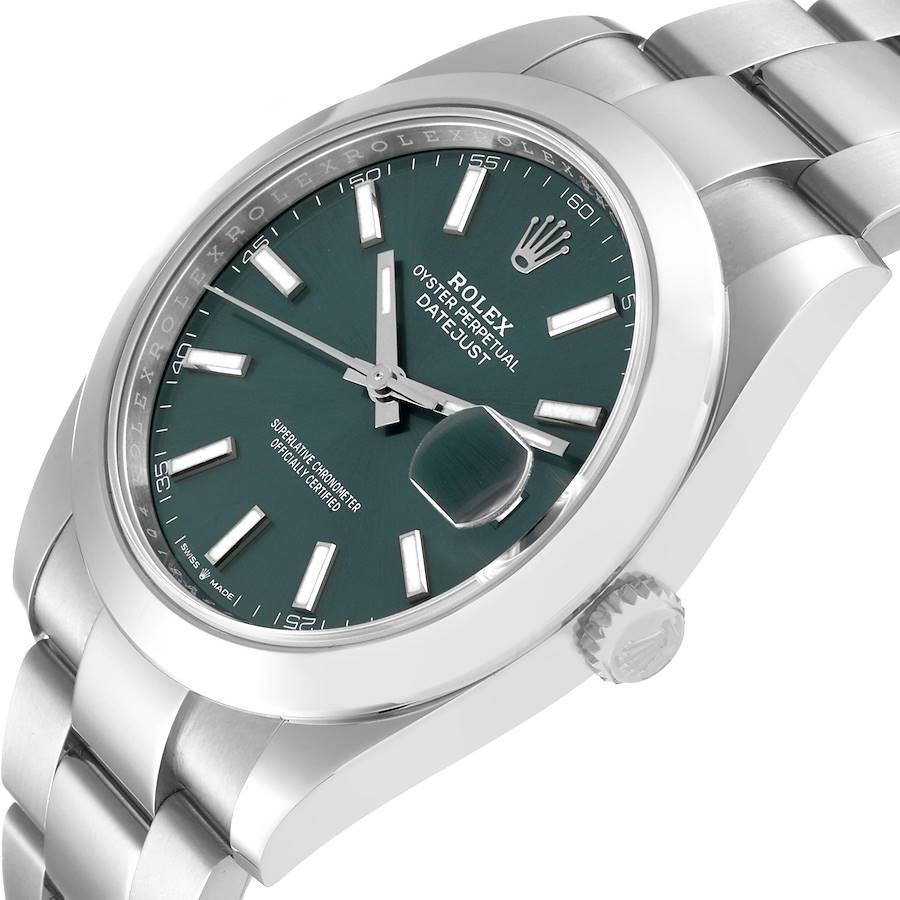 Rolex Datejust 41 Mintgrünes Zifferblatt Stahl-Herrenuhr 126300 Box Card 2