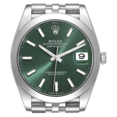 Rolex Datejust 41 Mint Green Dial Steel Mens Watch 126300 Unworn