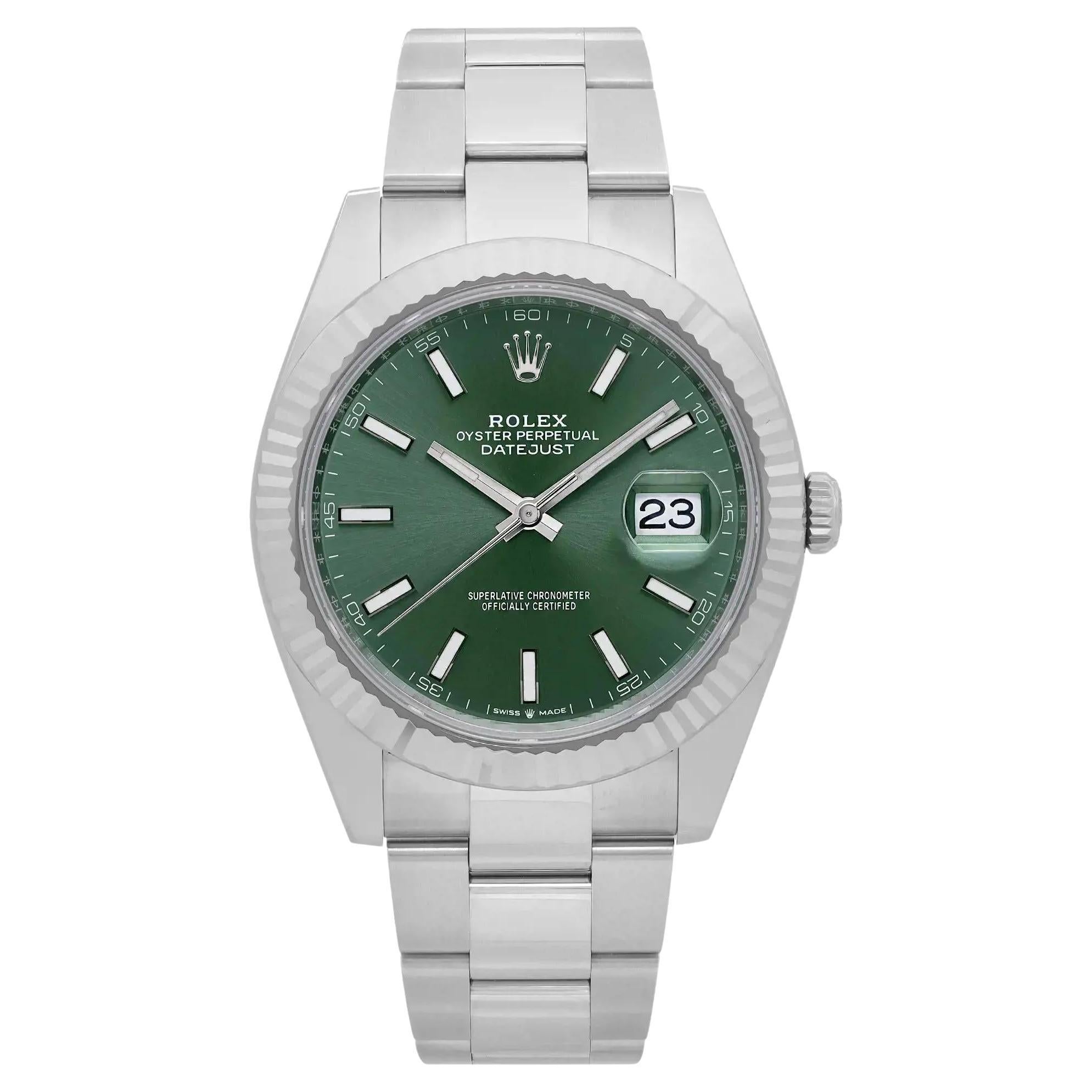 Rolex Datejust Mint Green New Release Steel White Gold Automatic Watch 126334 For Sale