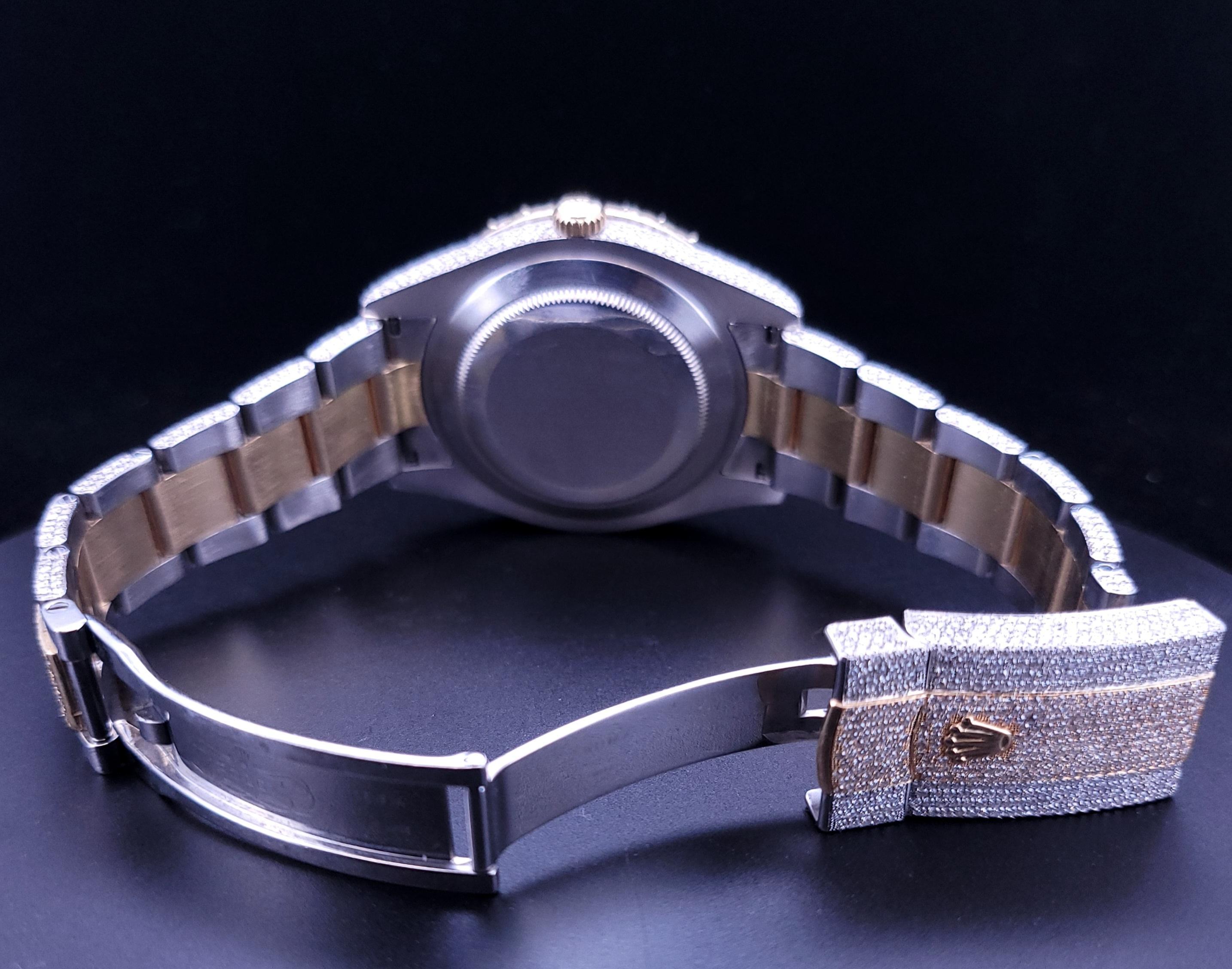 Men's Rolex Datejust 41 mm Diamond Iced Out  25 Carats  Arabic two tone Watch For Sale