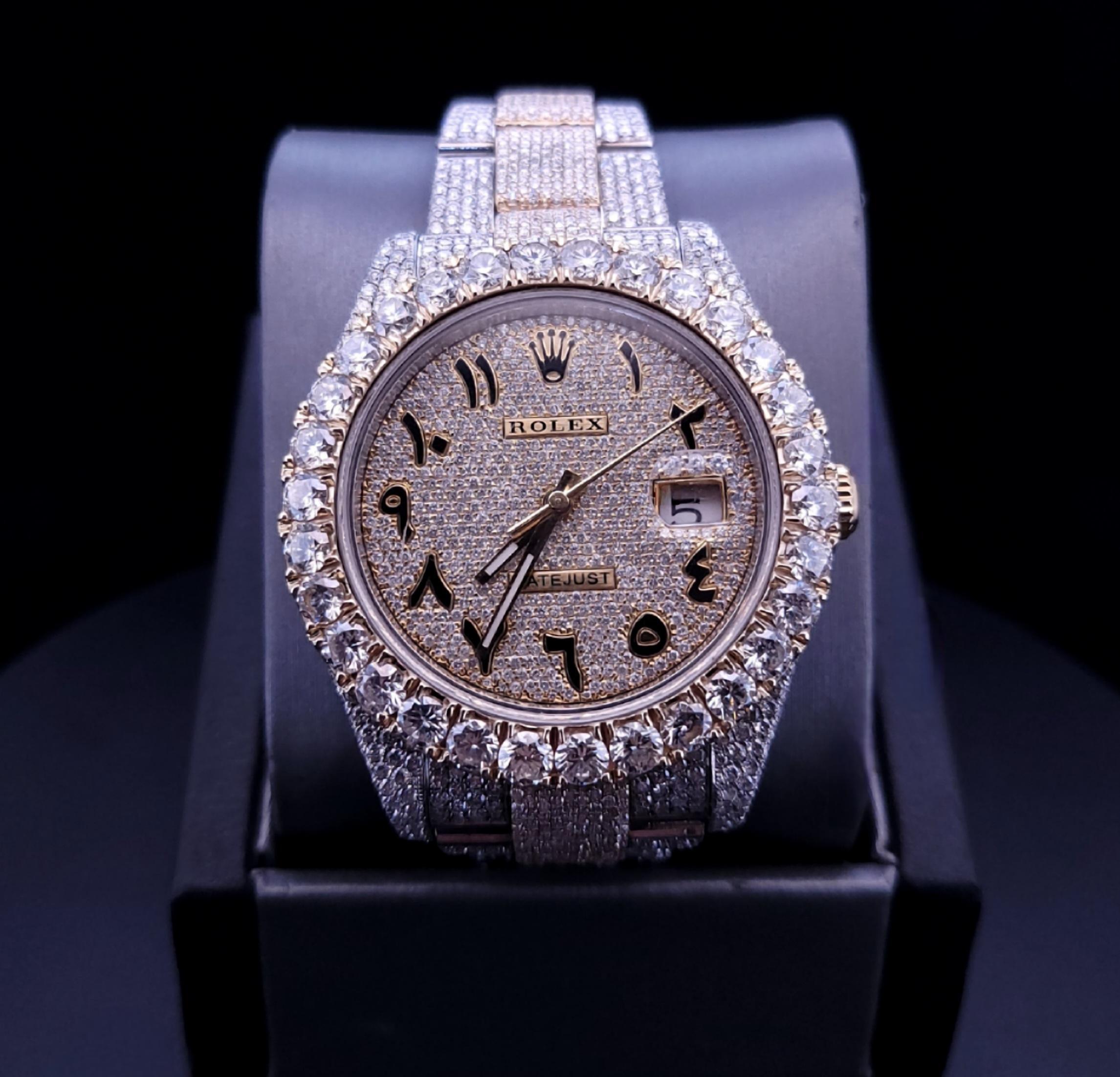 Rolex Datejust 41 mm Diamond Iced Out  25 Carats  Arabic two tone Watch For Sale 1