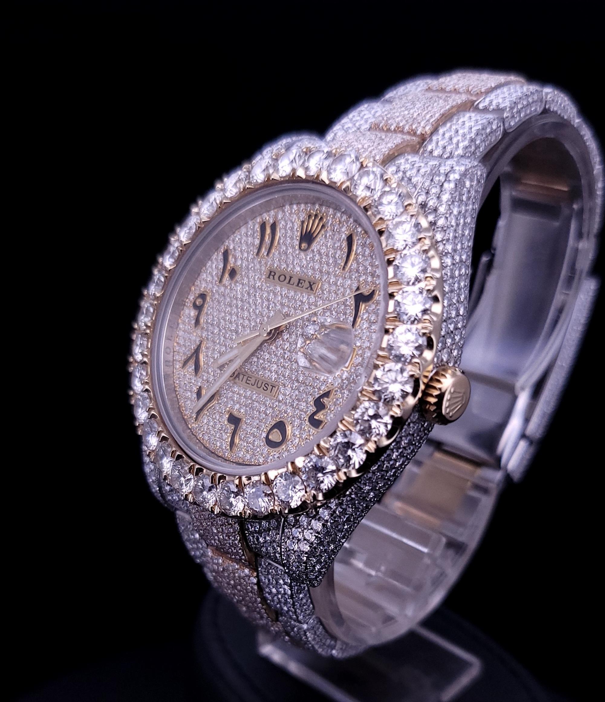 Rolex Datejust 41 mm Diamond Iced Out  25 Carats  Arabic two tone Watch For Sale 2
