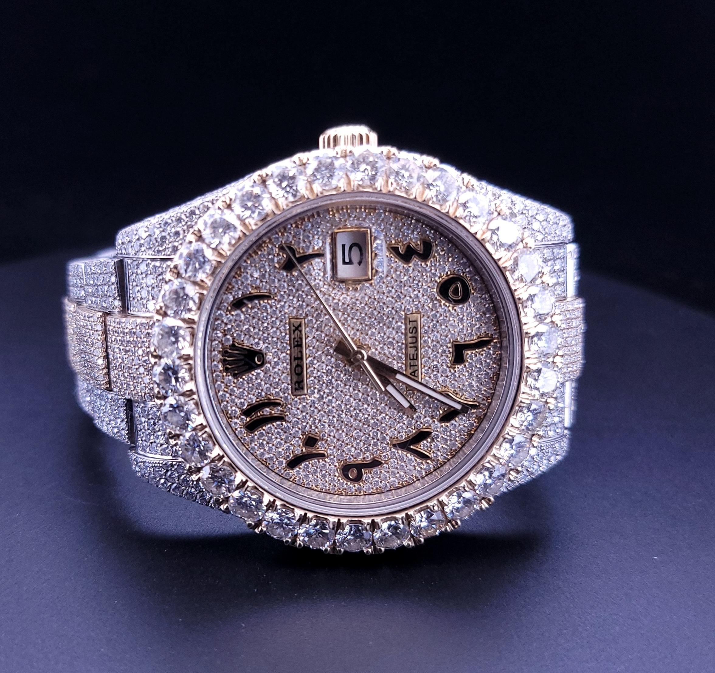 Rolex Datejust 41 mm Diamond Iced Out  25 Carats  Arabic two tone Watch For Sale 4
