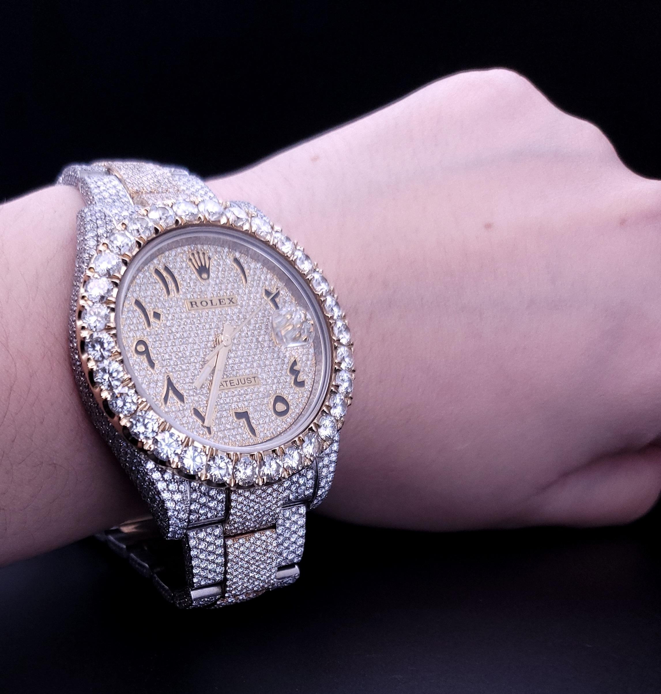 Rolex Datejust 41 mm Diamond Iced Out  25 Carats  Arabic two tone Watch For Sale 5