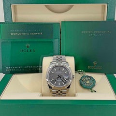 Rolex Datejust 41 mm Slate Stick Dial Jubilee Fluted 126334 Unworn Watch Complet