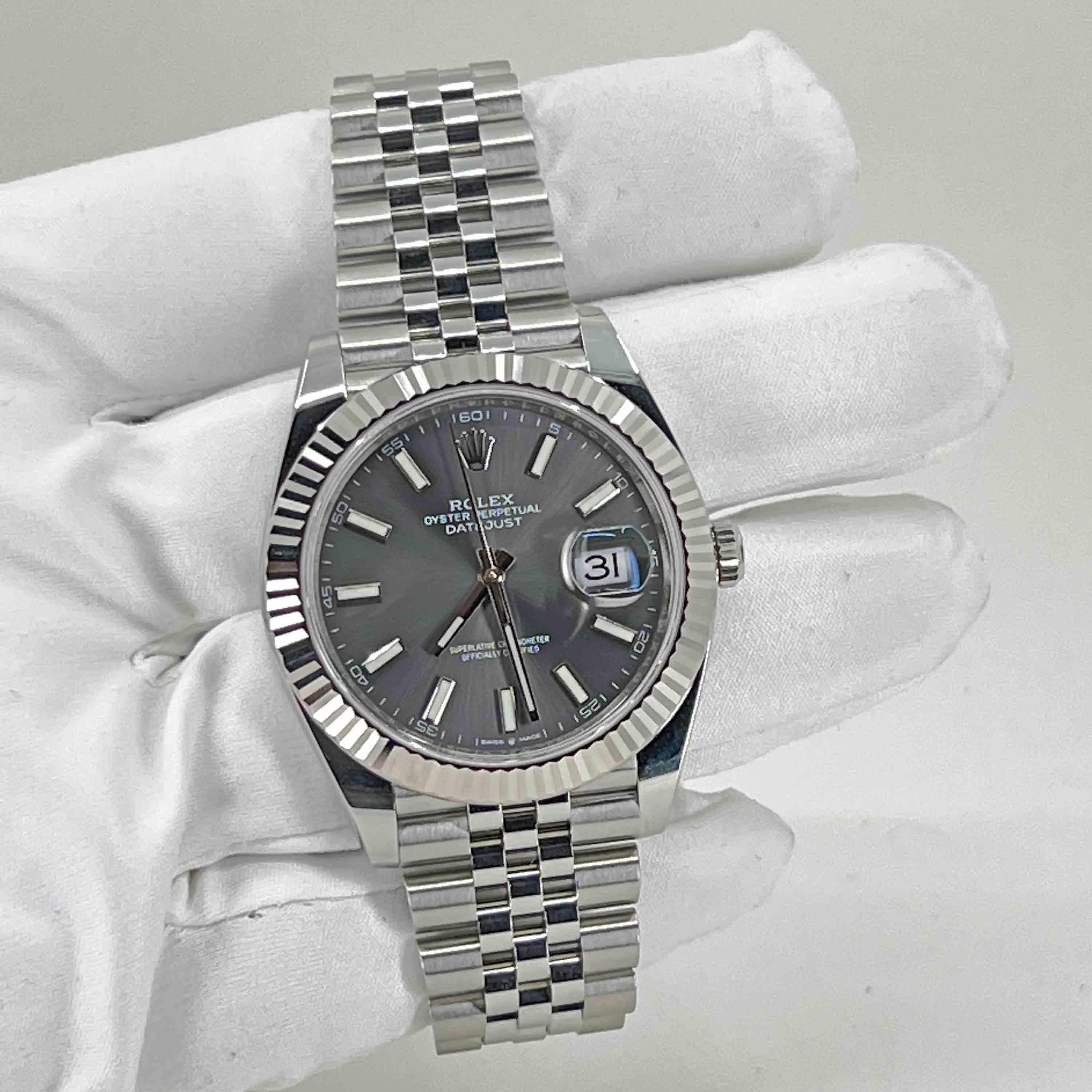 Men's Rolex Datejust 41 mm Slate Stick Dial Jubilee Fluted 126334 Unworn Watch Complet For Sale